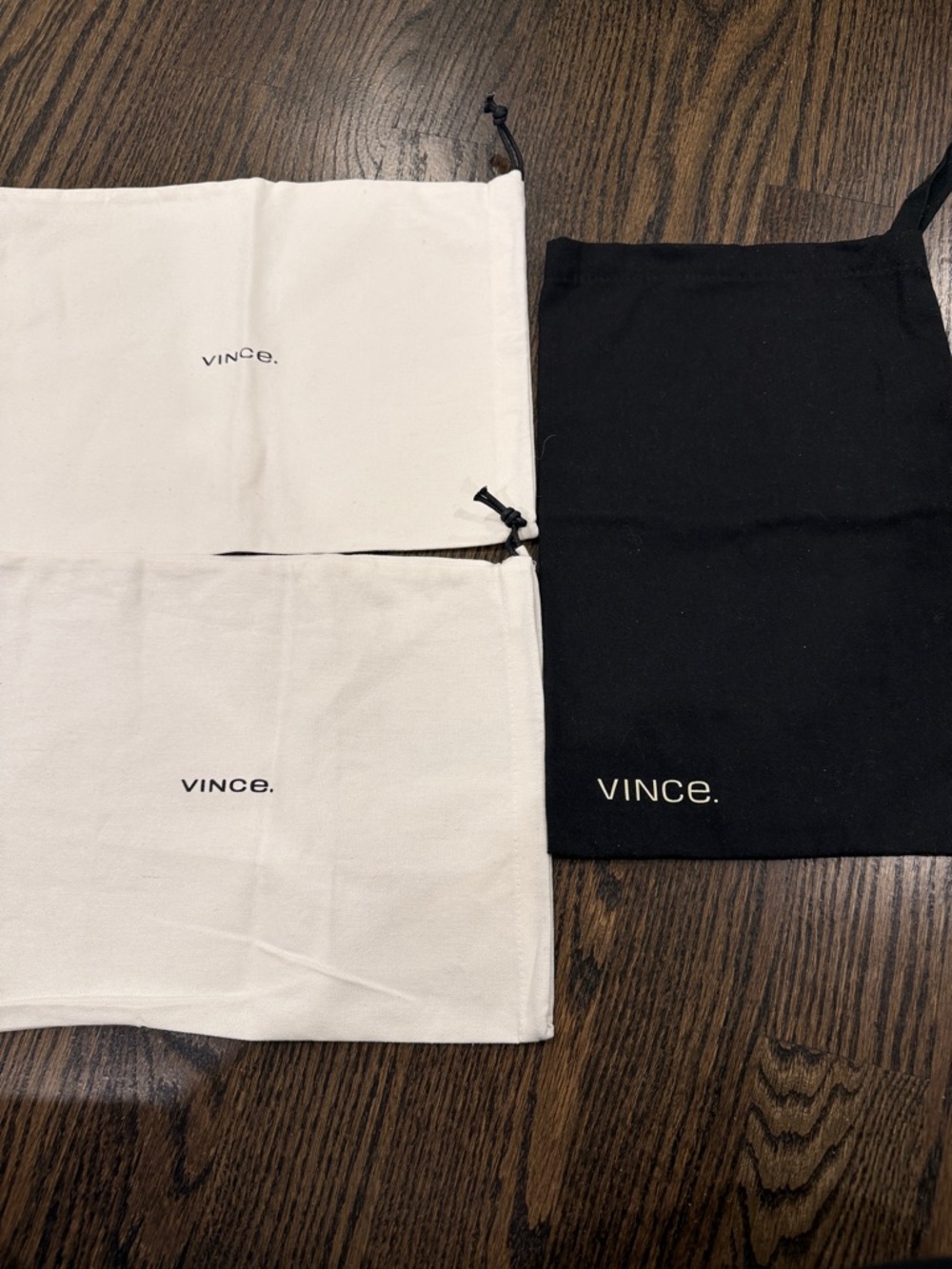 Vince Drawstring Dust Bag Trio in Black and Cream